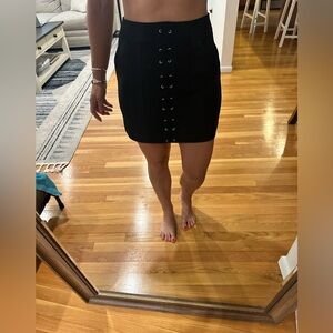 Express Black Tie up front Mini Skirt NWT